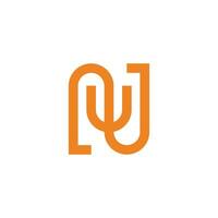 letter nu simple geometric linear linked logo vector