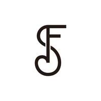 letter sf loop linked connect lines logo vector