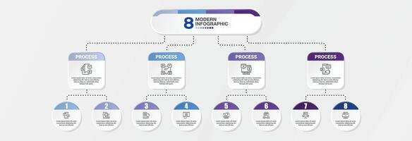 Infographic 8 options or step for presentation. Business icons concept. vector