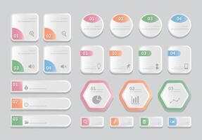 Rectangle and circle infographics, business icons, computer, office icons, , isolated vector