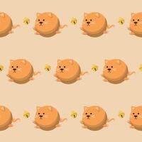 Seamless continuous illustration of cats and bells background vector