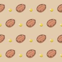 Seamless continuous illustration background of nuts and vitamin E vector