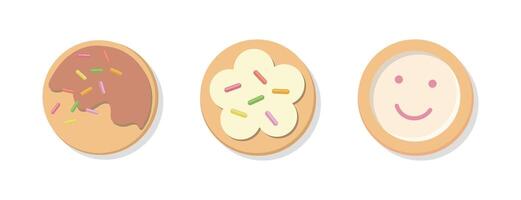 3 different types of cookies illustration isolated on white background vector