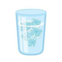 A glass of water with ice cubes vector