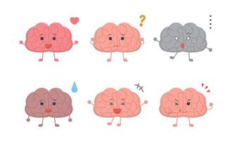 Human organs brain, expressions and actions set vector