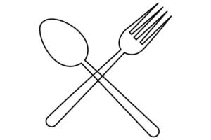Minimalist continuous one line knife and fork drawing for culinary designs vector