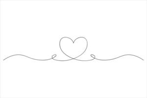 Clean continuous heart line drawing vector