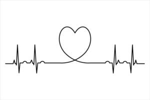 Elegant heart drawing in one continuous line vector