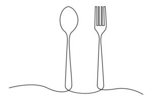 Sleek knife and fork outline in a continuous one line art style vector