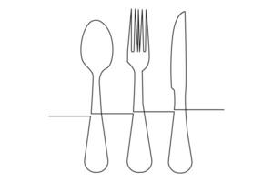 Abstract one line knife and fork outline art illustration for creative use vector