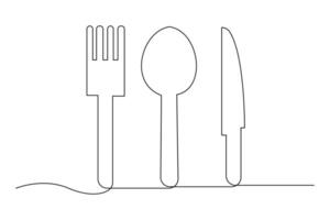 Seamless one line knife and fork outline art for culinary projects vector