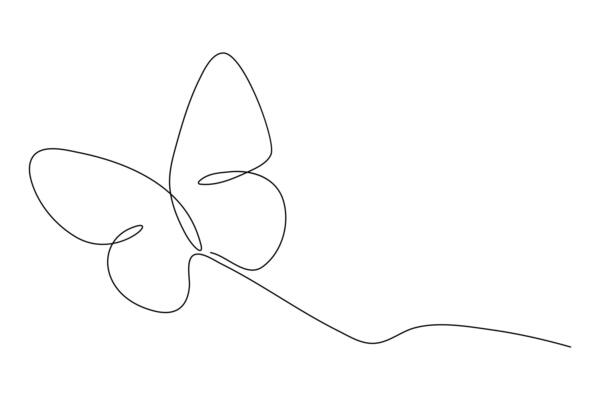 Elegant continuous one line butterfly outline art illustration