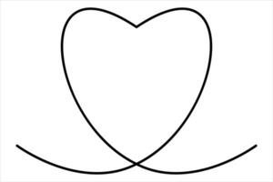 Stylized one line heart outline art design vector