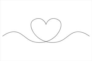 Simple heart outline in one line art vector