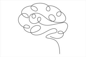 Simple continuous one line human brain art for medical and graphic design vector
