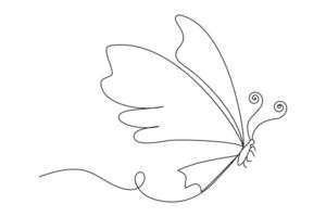 Simple continuous one line butterfly art for graphic and web design vector