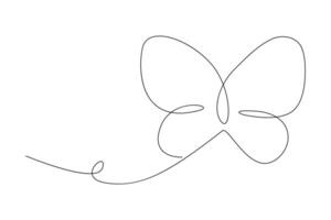 Modern continuous line butterfly outline for educational illustrations vector