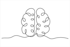Sleek human brain outline in continuous one line art style vector