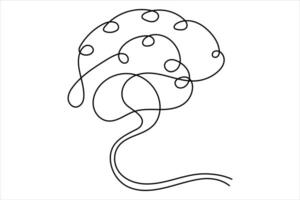Modern minimalist continuous line human brain outline illustration vector
