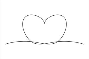 One Continuous Line Minimal Heart drawing vector