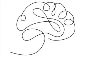 Modern minimalist continuous line human brain outline illustration vector