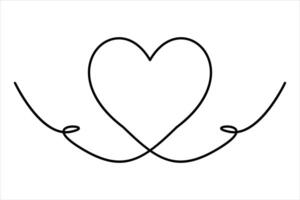 One-Line heart sketch with elegant flow vector