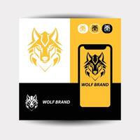 template wolf head logo design,with a minimalist, simple, and elegant geometric style, with black and white monochrome colors vector