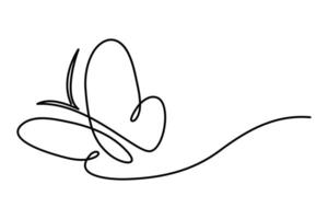 Flowing continuous line butterfly outline for modern art projects vector