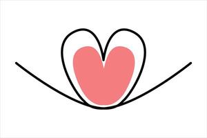 Clean continuous heart one line drawing of art illustration vector