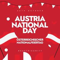 Austria National Day background, post, banner. 26th October Austria day celebration banner with its flags, white text on red background vector
