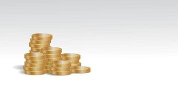 Golden Coin Stacks. A minimalist image of golden coins stacked against a white background, symbolizing the achievement of financial goals. vector