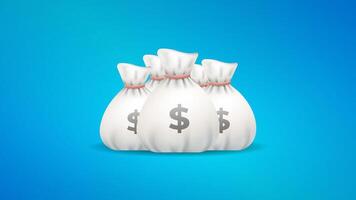 Stack of Money Bags on Blue Background. A simple yet effective image of several money bags arranged on a clean blue background, symbolizing wealth, savings, or financial stability and prosperity vector