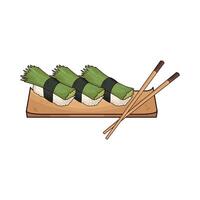 three delicious sushi illustration vector