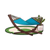 illustration of hammock with Cactus vector