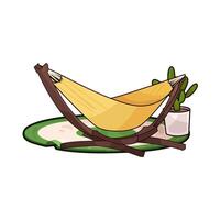 Relaxing hammock with Cactus vector
