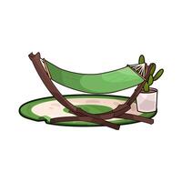 illustration of Relaxing hammock with Cactus vector