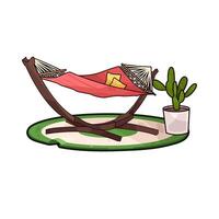Relaxing hammock with Cactus illustration vector
