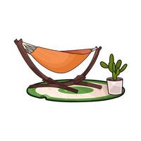 illustration of cactus with hammock vector