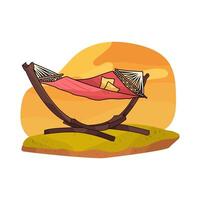 red hammock for relaxing vector
