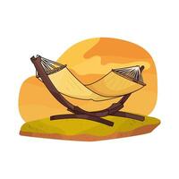 illustration of yellow hammock for relaxing vector