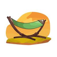 green hammock for relaxing vector