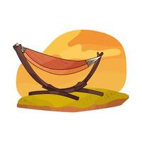 orange hammock for relaxing vector