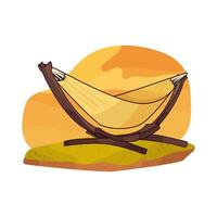yellow hammock for relaxing vector