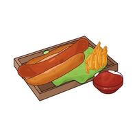 hotdog with french fries vector