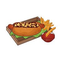 illustration of French fries and hotdog vector