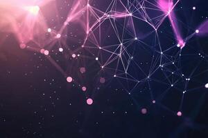 Futuristic digital network visualization with glowing nodes and lines, representing data connections, technology, and modern communication photo