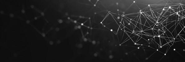 Futuristic digital network visualization with glowing nodes and lines, representing data connections, technology, and modern communication photo