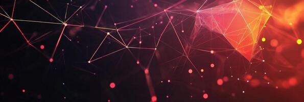Futuristic digital network visualization with glowing nodes and lines, representing data connections, technology, and modern communication photo