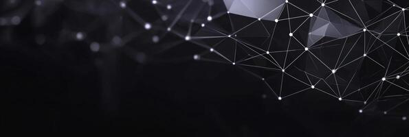 Futuristic digital network visualization with glowing nodes and lines, representing data connections, technology, and modern communication photo