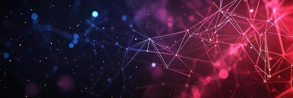 Futuristic digital network visualization with glowing nodes and lines, representing data connections, technology, and modern communication photo